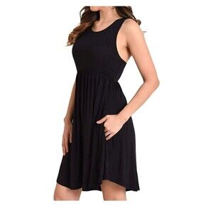 Miss Lavish London Black Sleeveless Dress 2XL Flowy Pockets Boho NWT Casual